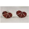 Image 3 : Zuni Silver Red Shell Inlay Earrings and Necklace