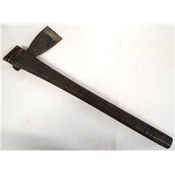 Carved Wooden Handled Tomahawk with Metal Blade