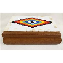 Hand Beaded Wood Box by Kathy Kills Thunder