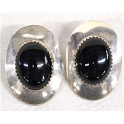Navajo Sterling Silver Onyx Earrings