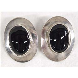 Navajo Sterling Silver Onyx Earrings