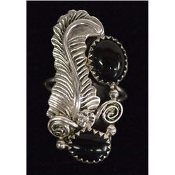Navajo Sterling Silver Onyx Ring, Size 5.5
