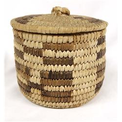 Vintage Hopi Lidded Cylindrical Basket