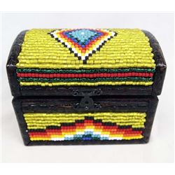 Hand Beaded Wood Treasure Chest by Kills Thunder
