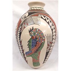 Mata Ortiz Polychrome Parrot Jar by Migel Soto