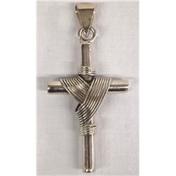 Large Mexican Taxco Sterling Silver Cross Pendant