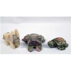Collection of 3 Carved Stone Animal Fetishes