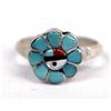 Image 1 : Zuni Sterling Silver Inlay Sun God Ring, Size 8