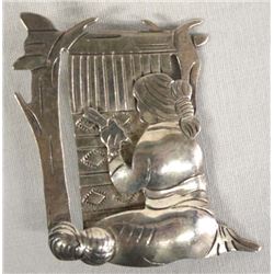 Navajo Sterling Weaver Pin by Annie Chapo
