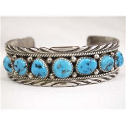 Navajo Sterling Kingman Turquoise Bracelet by James Shay