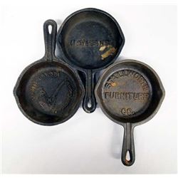3 Miniature Cast Iron Advertising Skillets