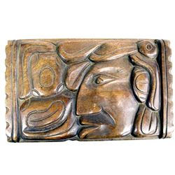 Vintage Honduran Carved Wooden Box, Mayan Motif