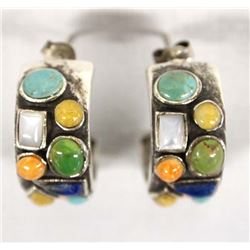 Navajo Sterling Multi-Stone Overlay Earrings