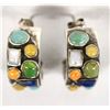 Image 1 : Navajo Sterling Multi-Stone Overlay Earrings