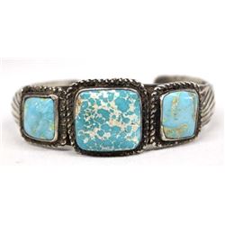 Navajo Old Pawn Sterling Silver Turquoise Bracelet
