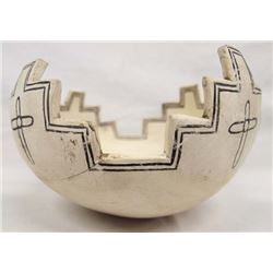 Tigua Black on White Fetish Bowl, Lucila F. Rodela