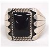 Image 1 : Navajo Sterling Silver Onyx Ring, Size 11