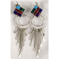 Zuni Sterling Silver Inlay Clip-on Earrings