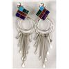 Image 1 : Zuni Sterling Silver Inlay Clip-on Earrings