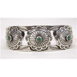 Navajo Old Revival Style Silver Turquoise Bracelet