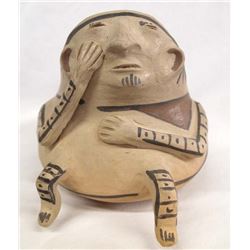 1960 Casas Grandes Man Effigy Hooded Pottery Bowl