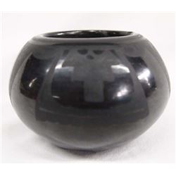 San Ildefonso Black on Black Jar by R.& J. Aguilar