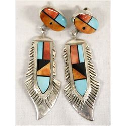 Navajo Sterling Inlay Earrings by F. & L. Yazzie