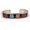 Image 1 : Zuni Sterling Channel Inlay Bracelet, Ted Tsadiase