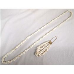 White Branch Coral Necklace & Bracelet, 14Kt Clasp