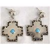 Image 1 : Sterling Silver Turquoise Cross Earrings