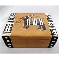 African Carved Alabaster Lidded Box