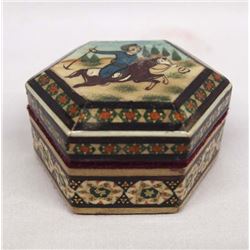 Small Ethnic Laquered Lidded Trinket Box