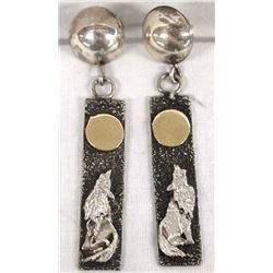 Lakota Sious 14kt Gold & Silver Earrings, M.L. Elk