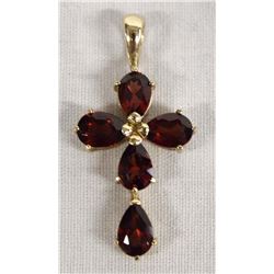 Estate 14kt Gold and Garnet Cross Pendant