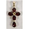 Image 1 : Estate 14kt Gold and Garnet Cross Pendant
