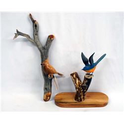 2 Hand Carved Birds by Bill Neely and Marsh