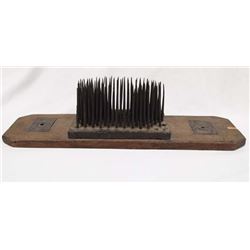 Antique Wood and Metal Wool Carding Tool