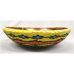 Hand Beaded Wood Bowl by Kathy Kills Thunder