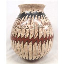Mata Ortiz Polychrome Marbleized Clay Jar, L Ortiz