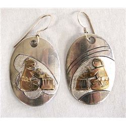 Navajo Gold on Sterling Silver Earrings