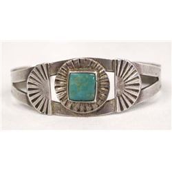 Navajo Old Pawn Sterling Silver Turquoise Bracelet