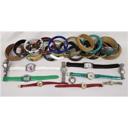 Collection of Bangle Bracelets and Watches