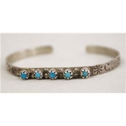 Zuni Sterling Silver Petit Point Child's Bracelet