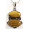 Image 2 : Large Sterling Silver Tiger's Eye Necklace