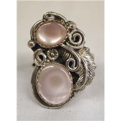 Navajo Silver Pink Mother of Pearl Ring, Size 8