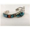 Image 4 : Navajo Sterling Turquoise Inlay Bracelet, L. Begay