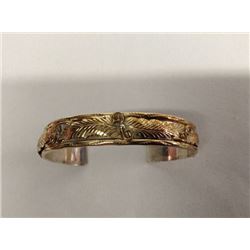 Native American Traditional Navajo 1/20 12Kt Gold Filled on Silver Cuff Bracelet