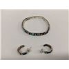 Image 2 : Native American Zuni Sterling Silver Inlay Bracelet and Earrings, Earrings by B & N Nastacio