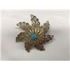 Image 1 : Beautiful Antique Estate Sterling Silver Turquoise Filigree Pin