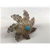 Image 2 : Beautiful Antique Estate Sterling Silver Turquoise Filigree Pin